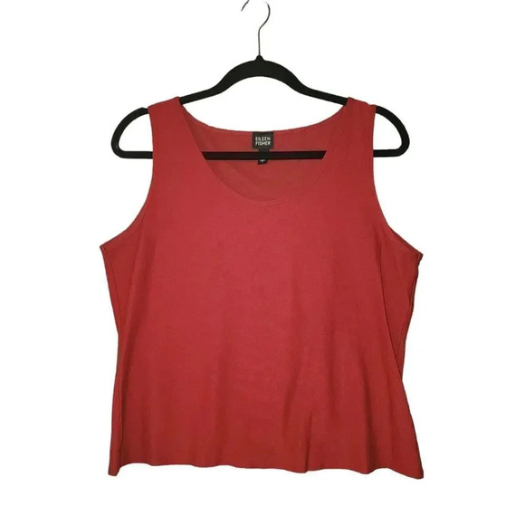 Eileen Fisher Womens Red Viscose 2 Piece Jacket Zip-Up and Sleeveless Top Size L - Picture 2 of 8